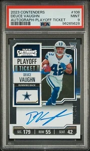 2023 Contenders Autograph-Playoff Ticket #108 Deuce Vaughn Rookie 032/149 PSA-9 - Picture 1 of 3