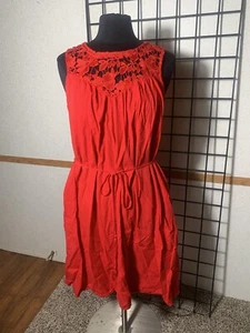 Knox Rose Red Women Size XL Dress With Crochet Neckline Boho Coastal - Picture 1 of 6