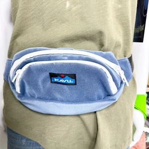 Kavu Unisex Fanny Pack Hiking Outdoors Nature Fabric Double Zipper Pouch Blue - Picture 1 of 4