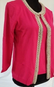 Carmen Marc Perlen Rundhalsausschnitt Bluse & Jacke, Farbe-Celestial Pink, Medium - Bild 1 von 12