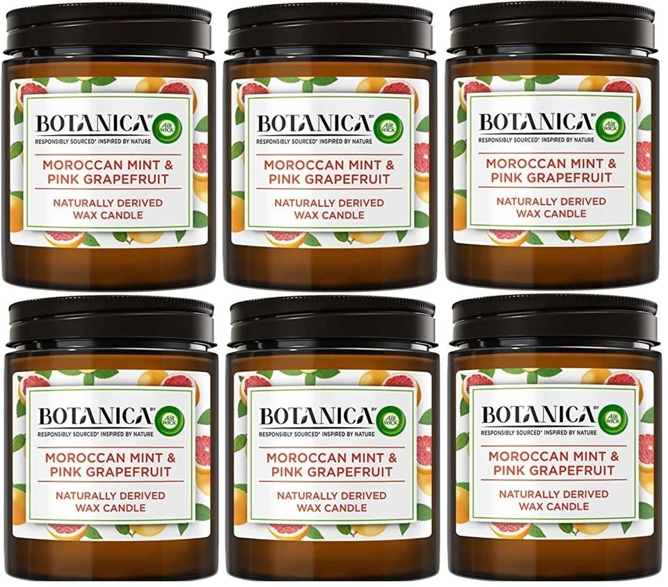 2 X Botanica by Air Wick Moroccan MINT and Pink Grapefruit Wax Candle 205g