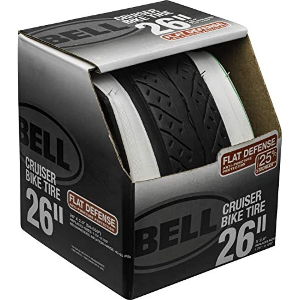 Bell 7091024 WHITEWALL Bike Tire With Flat Defense Technology 26" D22