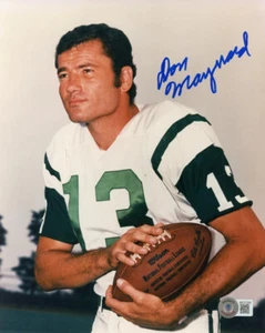 DON MAYNARD SIGNED AUTOGRAPHED 8x10 PHOTO NEW YORK JETS HOF LEGEND BECKETT BAS - Picture 1 of 2