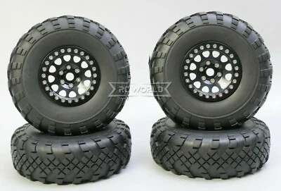 1/10 Metal Truck Wheels 1.9 Beadlock Rims V2 BLACK + BLACK  110mm Street Tires  - Image 1 of 4