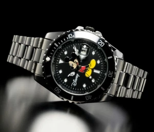 Another Heaven Disney Mickey Uhr GMT Submariner Vintage Full Black Neu Japan - Bild 1 von 6