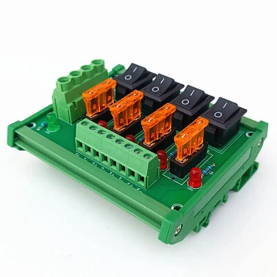 DIN Rail Mount 4 Position Switch Power Distribution Module Fuse Splitter Board - Image 1 of 4