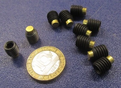 Kmac Alloy Steel Set Screws, Brass Tip, M8 x 8 mm Thread Length, 10 Pieces