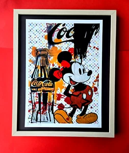 đŸ”¥Death NYC Large Framed 16x20in Pop Art Hand Signed MICKEY MOUSE & COKE COA #8 - Picture 1 of 5