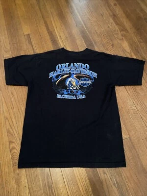 Camiseta De Colección Y2K Harley Davidson Llamas Azules Talla X-Grande Orlando FL Foto 1 de 4
