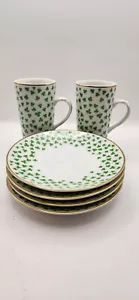 Tazas y platillos espresso trébol trébol Neiman Marcus con borde dorado USADOS Japón - Imagen 1 de 8