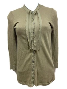 J.Crew Damen Bluse olivgrün 3/4 Arm geknöpft Größe XS Rüschen - Bild 1 von 7