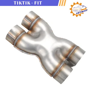 Universal Crossover X Pipe Dual 3" In/Out Stainless Steel Muffler Exhaust Tip - Picture 1 of 8