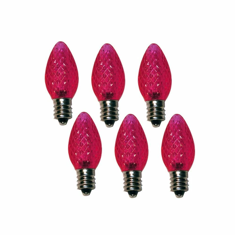 LED C7 Bulb E12 Candelabra Base 130V 0.58W UL 3 LEDs (Pink, Pack of 6) - Image 1 of 1