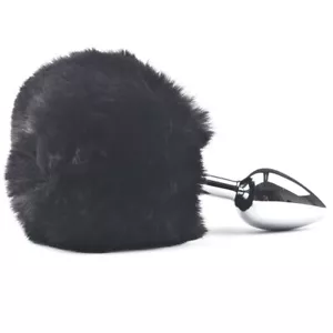 Faux Tail Plug Anal Butt plug Stainless Steel Adult Toy BDSM black MPJ018G - Picture 1 of 3