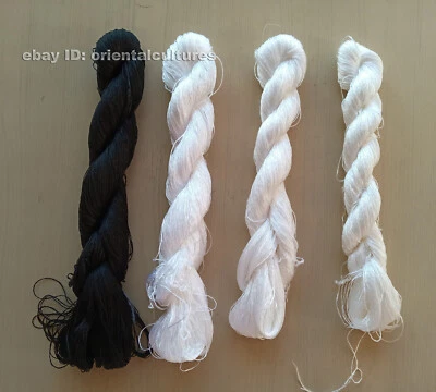 4bundles 100%real silk,hand-dyed suzhou embroidery black white silk floss/thread - Image 1 of 4