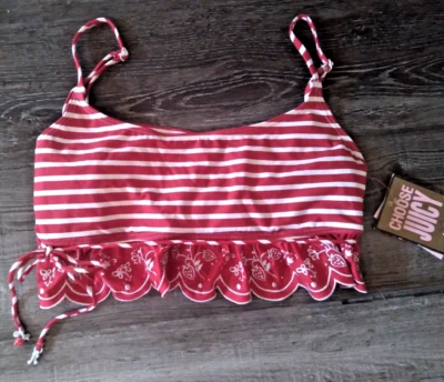 NOVO Biquíni Juicy Couture VERMELHO XL Top Listrado Extra Grande $76.+ - Imagem 1 de 4