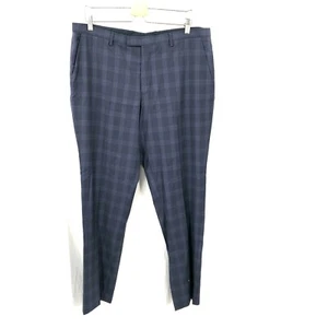 Hugo Boss flat front The James suit trousers Blue plaid dress pants slacks 39 - Picture 1 of 8