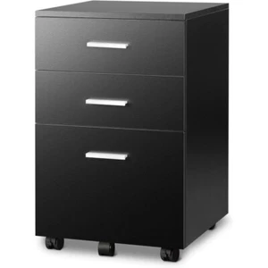 3 Drawer Wood Mobile File Cabinet Rolling Filing Cabinet for Letter/A4 Size - Picture 1 of 8