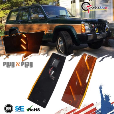 Luces LED delanteras ámbar laterales amarillas para Jeep Cherokee XJ Wagoneer Comanche Foto 1 de 4