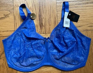 44H - WACOAL Retro Chic Full Figure Underwire Bra; Blue Radiant, New - Picture 1 of 7