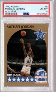 1990 Hoops MICHAEL JORDAN All-Star HOF Bulls #5 PSA 8 - Foto 1 di 1