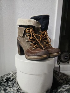 DIESEL Brown Suede/Leather Chunky Heel Platform Lace-Up Boots Size 40 US 9.5 - Picture 1 of 10