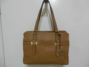 GIANNI BERNINI Camel Tan Pebbled Leather 2-Handle 5-Compartment Shoulder Bag - Picture 1 of 22