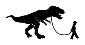 Boy Walking T-Rex Decal #1 3"x6.5" Choose Color - Picture 1 of 2