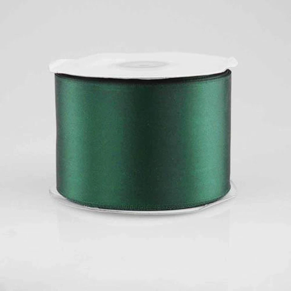2.5" Wide Hunter Green Double Faced Satin Ribbon - 25 Yards - Not Wired (490862) - Image 1 of 1