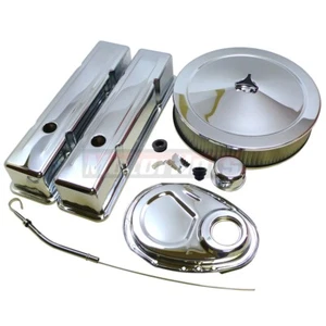 Kit de vestir de motor de acero cromado alto Chevy bloque pequeño 1958-86 SBC 283-350 - Imagen 1 de 5