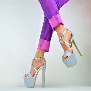 Zapatos de tacón de mujer sin marca de color plata | Compra online en eBay