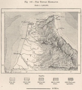 The Tetouan Highlands. Rif Mountains. Morocco 1885 old antique map plan chart - Picture 1 of 1