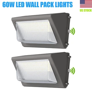 2Pack - 60W LED Wall Pack Light with photocell Dusk to Dawn Outdoor Light 5000K - Picture 1 of 9