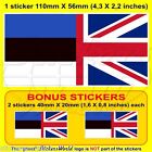 ESTONIA-UK Bandiera Estone-Regno Unito Adesivi Vinile 110mm Sticker, x1+2 BONUS