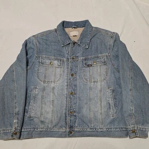 Lee Sherpa Lined Denim Trucker Jacket Mens XL Western Style - Picture 1 of 11
