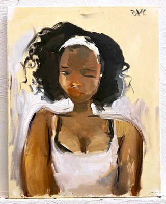 Expressionist Oil Painting Portrait Woman Figure Painting Canvas 16x20 Original - Image 1 of 3