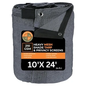 Black 90% Garden Shade Net, 10'X 24 ' Durable Mesh Tarp with Grommets, Garden... - Picture 1 of 7
