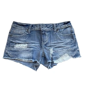 Vanilla Star Shorts Cut-Offs Spitze Metallic Silber Nähte Used-Look Gr. 9 - Bild 1 von 8