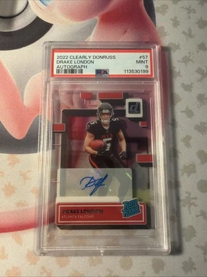 Panini Clear Donruss 2022 automático #57 Drake London novato radiocontrol PSA 9 Foto 1 de 2