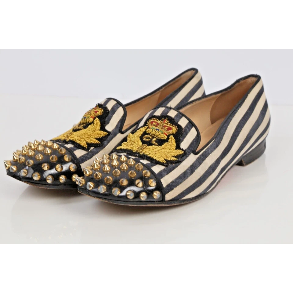 “Mocasines planos a rayas con tachuelas internas Christian Louboutin – talla 37” Foto 1 de 4