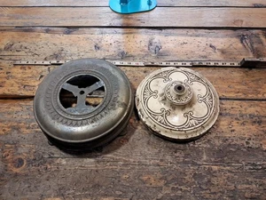 Pair Of Vintage Ornate Cast Iron Lamp Base  Scroll Design Repurpose Os251 - Picture 1 of 5