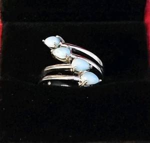 925 Sterling Silver NWOT Blue Larimar Ring Size 8 5.27g - Picture 1 of 2