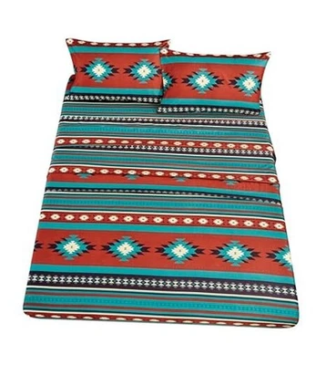  Prescott 4 Piezas Suroeste Geométrico Tribal Multicolor Teal Beige Reina Rojo Foto 1 de 4