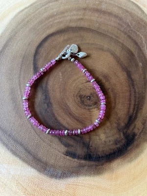 Pulsera Susan Cummings zafiro rosa y esterlina/hecha a mano Foto 1 de 3