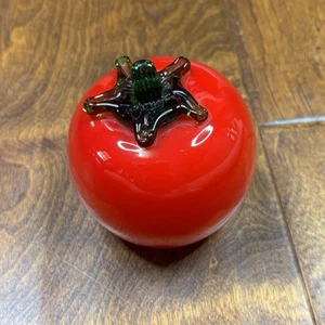 Murano Stil Glas Gemüse Obst 3" rote Tomate mundgeblasen Briefbeschwerer Dekor - Bild 1 von 6