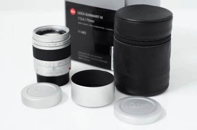 Lente Leica SUMMARIT-M 75 mm f/2,5 MF - plateada - capucha, tapas, caja. Foto 1 de 4