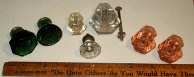 7 Vintage & Antique Glass Drawer Pulls Lot LOVELY!! L@@K!! - Image 1 of 4