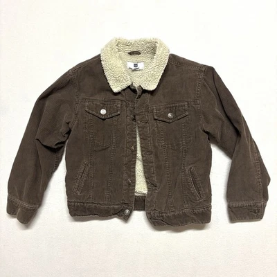VTG Gap Kids Corduroy Jacket Sherpa Coat Boys L Brown Retro 80s Stranger Things - Image 1 of 4
