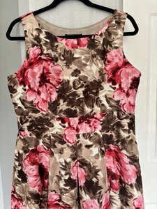 Jessica Howard Damen braun rosa Blumen ärmellos Fit and Flare Kleid Größe 14P - Bild 1 von 15