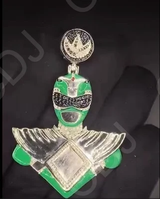 VVS Moissanite Regalo 4 Son Verde Power Ranger Colgante Chapado en Oro Blanco Tachuelas Gratis Foto 1 de 4
